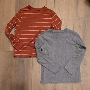 Cat & Jack Orange Striped and Gray Long Sleeve Tees Size Small (6/7)